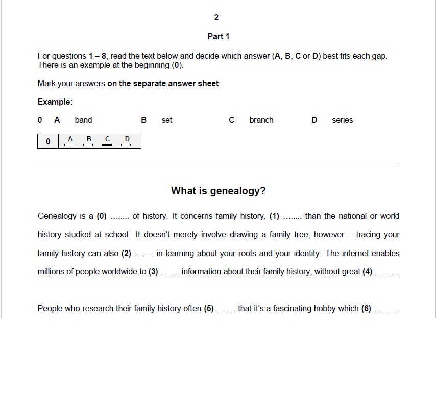 B2 reading and use of english part 1