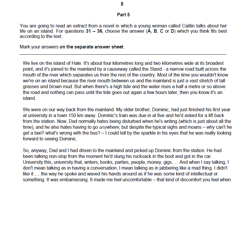 B2 reading use of english part 5.1